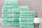 Light Green Colour of 12 Piece Zero Twist Egyptian Cotton Towel Set